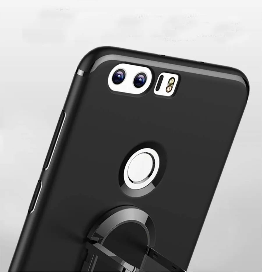 Чехол для телефона huawei honor 8 чехол Автомобильный держатель Подставка кольцо на палец Магнит Мягкий ТПУ+ цинковый сплав чехол для honor 8 задняя крышка