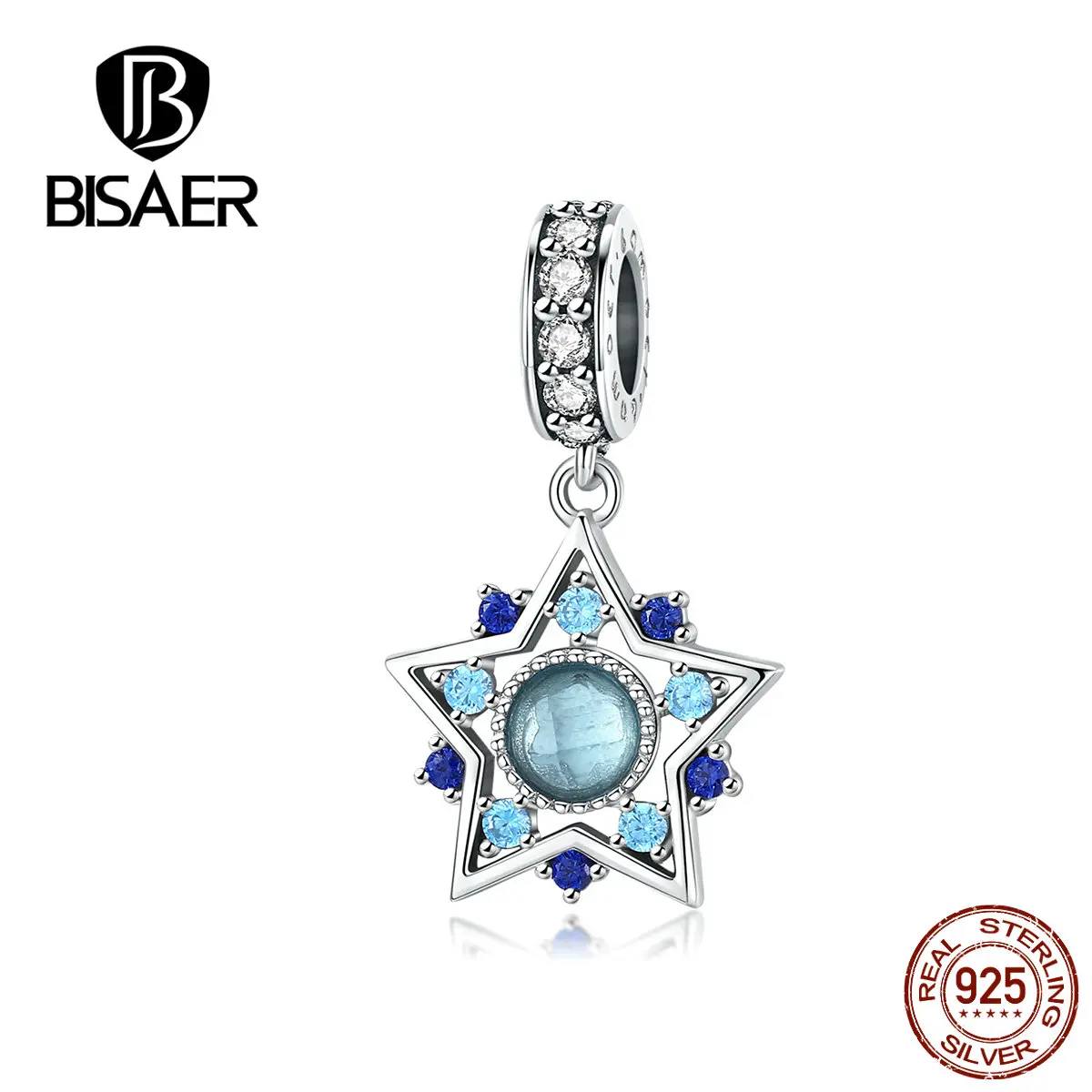 BISAER, новинка, летние подвески, 925 пробы, серебро, милый фламинго, слон, Lucy, клевер, звезда, подвески, бусины Ins, стиль, сделай сам, подвески - Цвет: BSC099