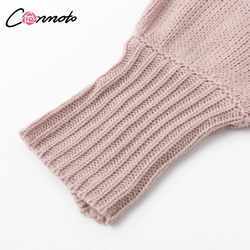 Conmoto Autumn Winter Backless Bow Sweater Women Loose Pullovers Knitted Sweaters Pink Casual Sexy Knitwear Jumpers Plus Size | Женская