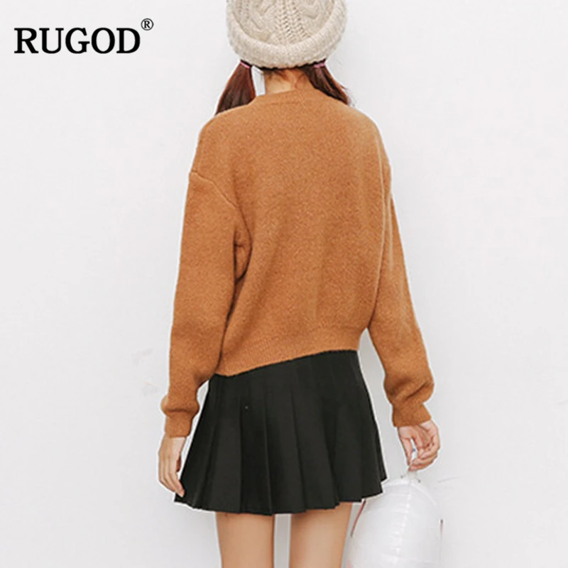 RUGOD 2018 Новый осень-зима модный свитер с круглым вырезом и длинными рукавами Famele