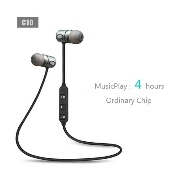 C10 - 4 hours CBAOOO C10, беспроводные Bluetooth наушники, Спортивная гарнитура, Bluetooth, наушник, магнитный, Hi-Fi, стерео, с микрофоном, для xiaomi, Android, ios - Цвет: C10 - 4 hours