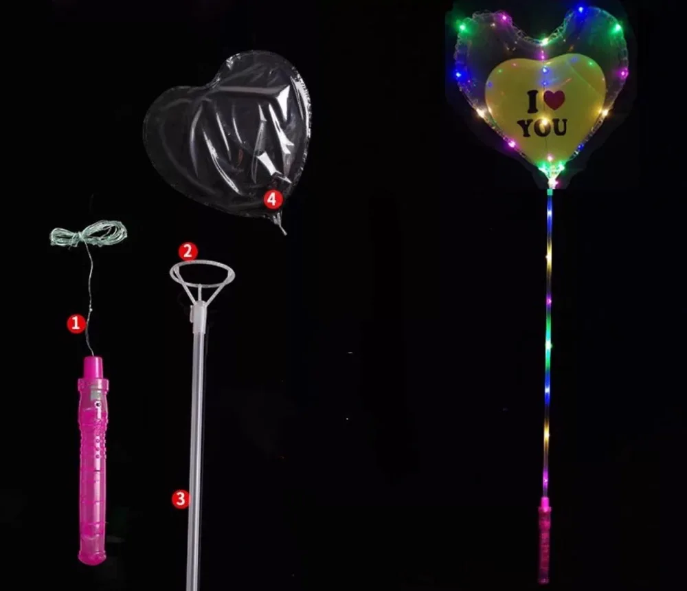 

Valentine's Day Gift LED Light Up Balloons Heart Shaped Bobo Balloons with LED String Lights for Birthday Wedding Party Decor