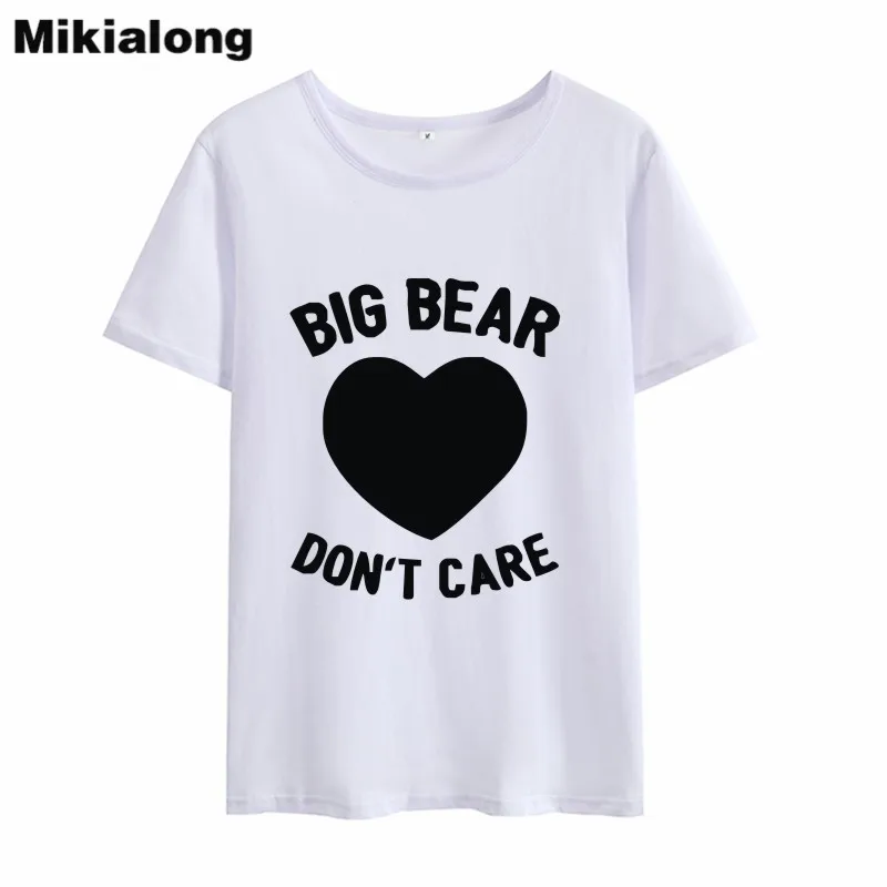 OLN BIG BEAR Don CARE 2018 летние футболки женские хлопковые винтажные Женские топы с