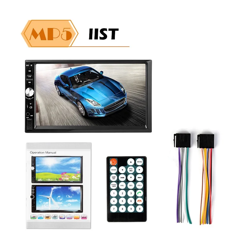 Black 2 Din общее автомобильное радио 7 ''lcd сенсорный экран автомобильный Радио плеер Bluetooth автомобильная аудио Поддержка Камера заднего вида Автомобильный мультимедийный плеер - Color: Black