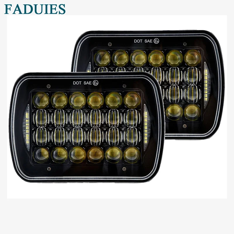 FADUIES 7"x 6" 5 x 7 inch Projector LED Headlights 5D Lens for Jeep Wrangler YJ Cherokee XJ H6054 H5054 H6054LL 69822 6052 6053