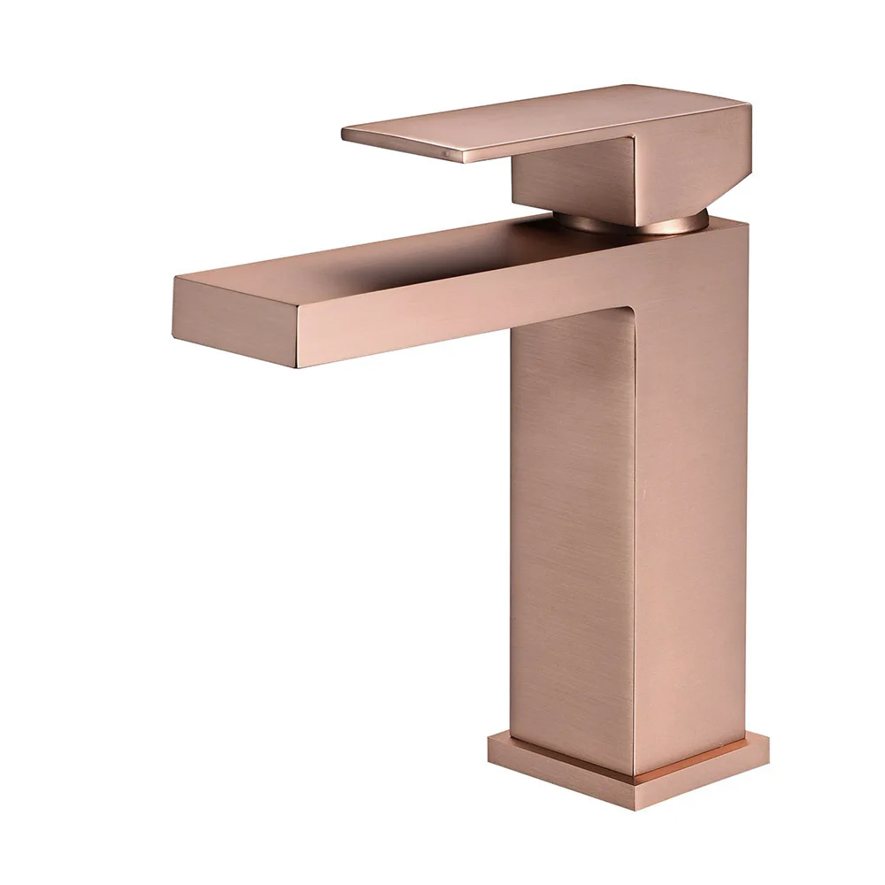 Brushed Rose Gold Матовый розовое золото/матовый золотой смеситель для ванной комнаты Смеситель для холодной и горячей воды смеситель для ванны Раковина на бортике с одной ручкой - Цвет: Brushed Rose Gold