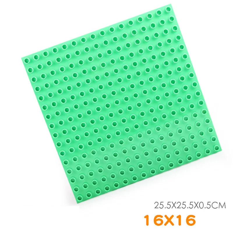 Dk Green 256 Duploe большой Базовая пластина для конструктора 16*16 точек 25,5*25,5 см Строительная пластина для строительных блоков игрушки для детей совместимый подарок Duplos - Цвет: Dk Green