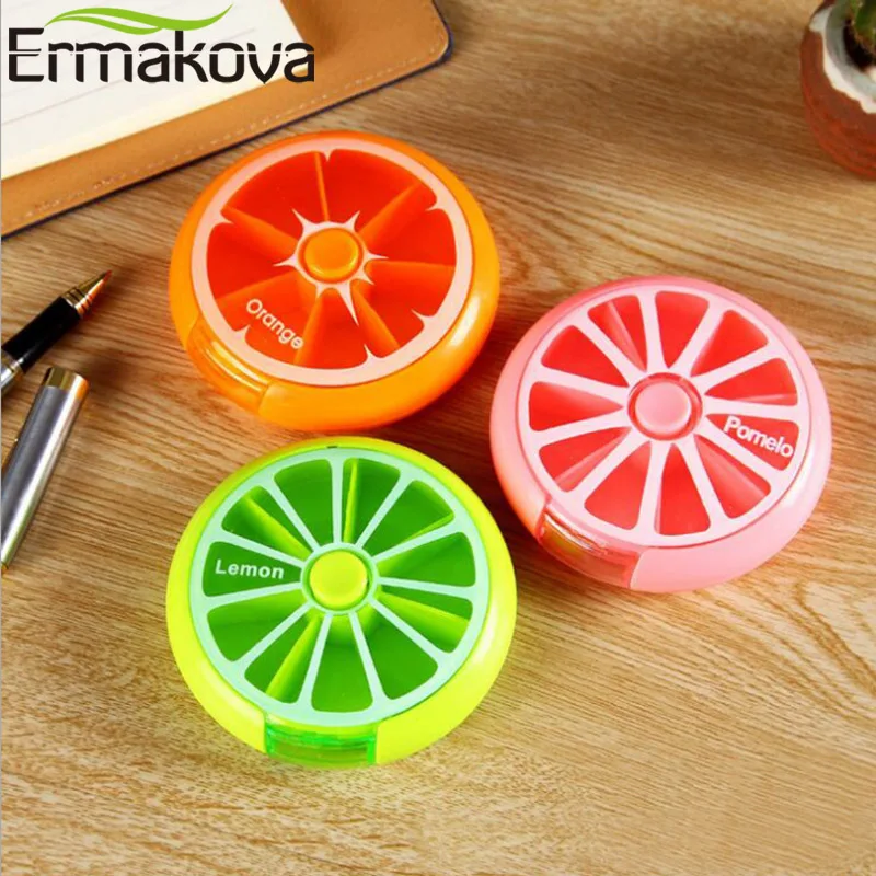 Ермакова Pill Ящики Круглый для путешествий портативный вращающийся медицины