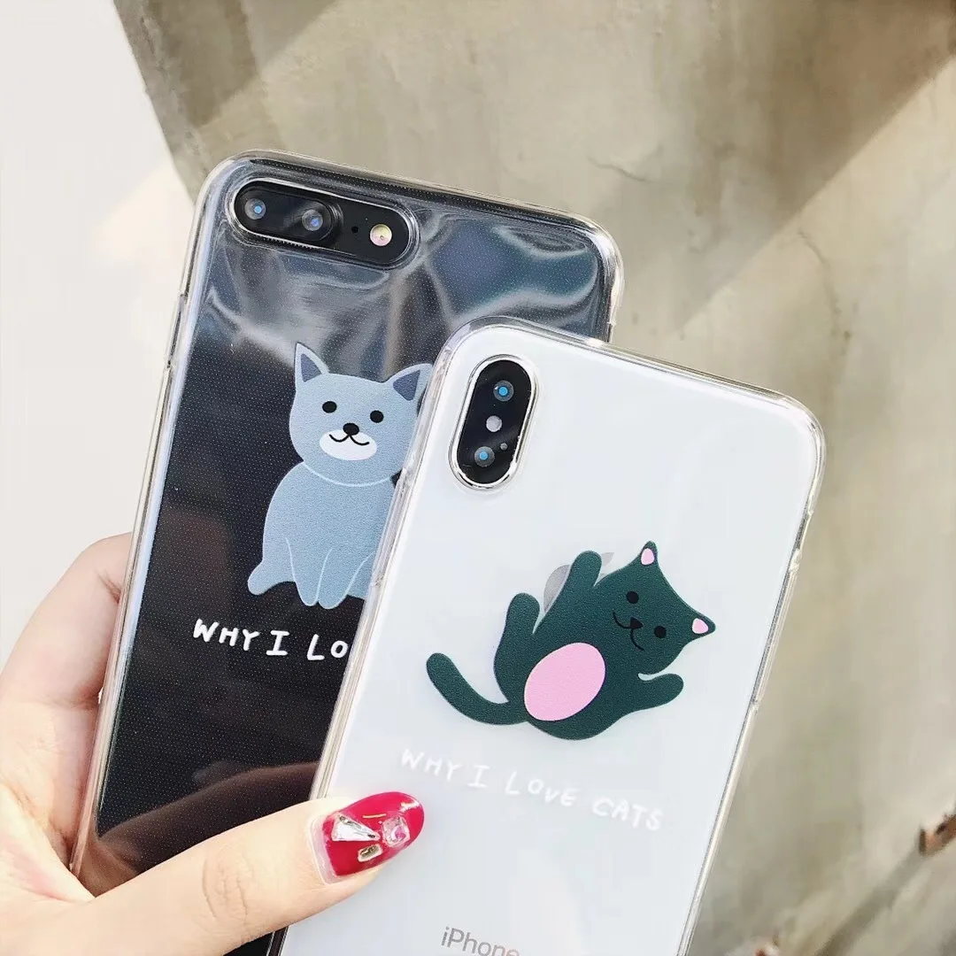 Кот Чехол для iPhone 7 плюс 6 6s Plus милый кремния мультфильм Cat Чехлы X 10 8 Коке |