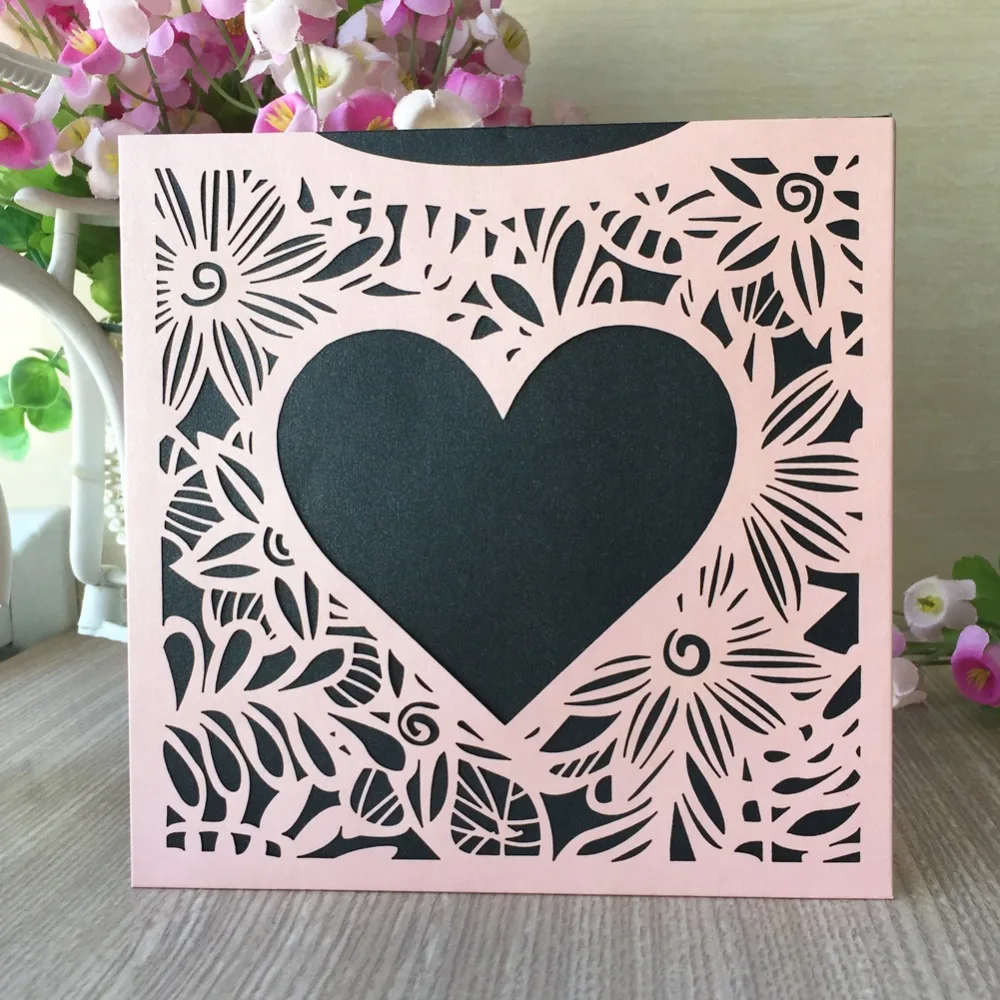 100 шт. Романтические свадебные пригласительные открытки с изящным резным