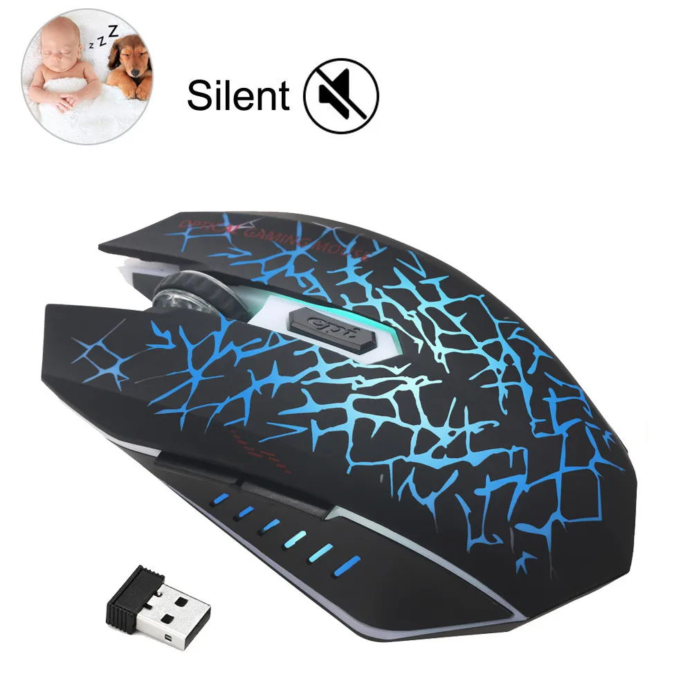 Крутая игровая мышь перезаряжаемая Беспроводная Бесшумная светодиодный USB оптическая эргономичная с