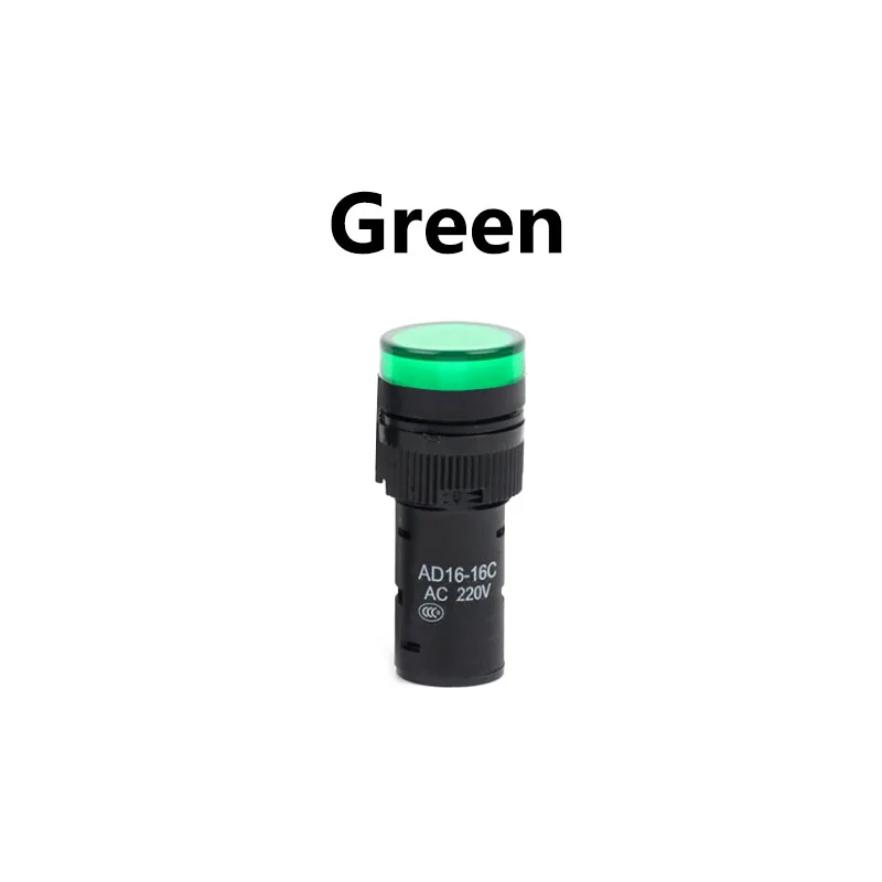 Green 16mm 16 мм панель крепления сигнала питания светодиодный индикатор светильник синий зеленый красный белый желтый Пилот лампа DC 12 24 AC 36 48 110 220 380 В AD16-16C - Цвет: Green 16mm