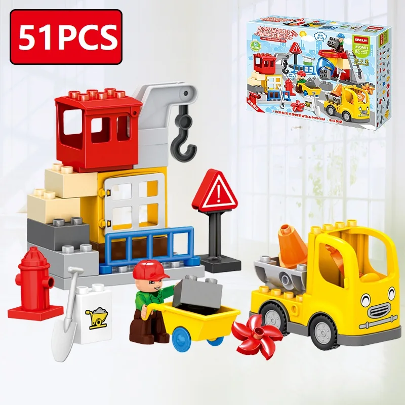 51 шт. строительные площадки совместимы Legoe Duploe крупные частицы блоки игрушки для