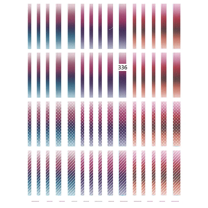 1 Sheet Gradient Stripe Colorful Lines 3D Nail Art Sticker Adhesive Decal Japanese Nail Slider For Nails Art Decorations