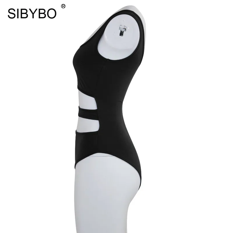 Женские открытые комбинезоны без рукавов Sibybo, повседневный комбинезон с открытой спиной, пляжное узкое боди для лета