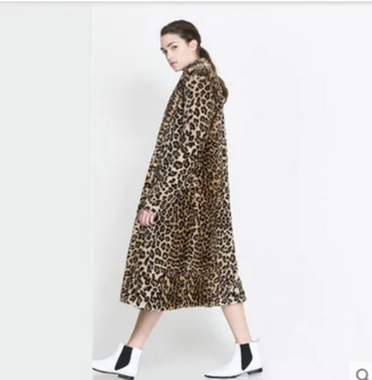 Женское меховое пальто из искусственного меха manteau femme hiver Leopard 2018 зимнее длинное