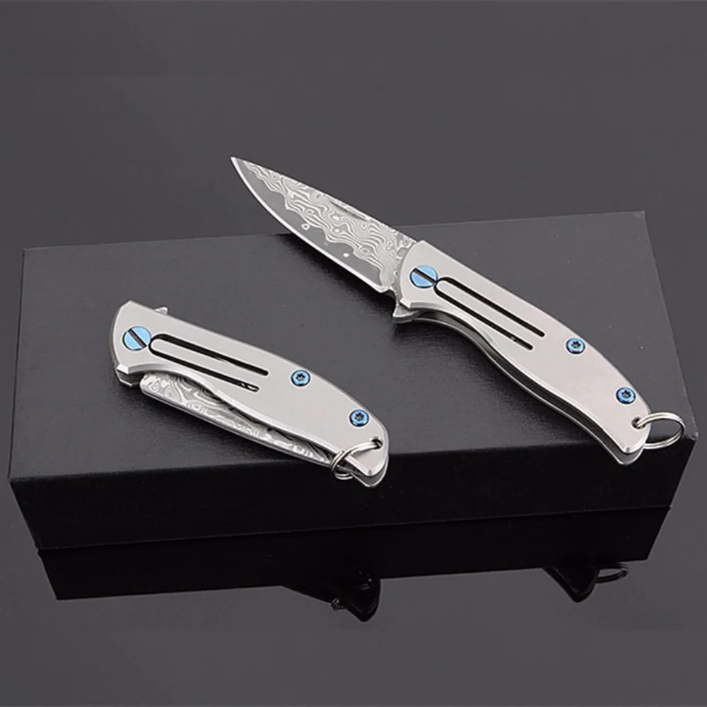 Универсальный нож складной D2 лезвие Титан ручка Отдых Открытый выживания Мини