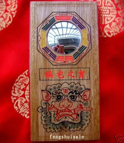 Фэн-шуй Персиковое деревянное выпуклое зеркало багуа для защиты G7009 | Дом и сад