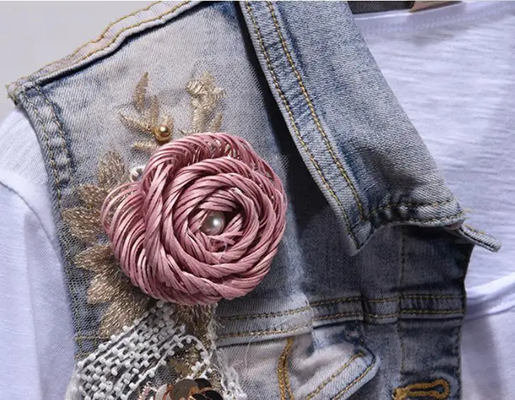 Женский джинсовый костюм с блестками повседневный облегающий из двух предметов: