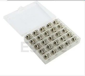 25 Сетка прозрачная коробка для хранения с 25 штуками пустых металлических катушек для швейных машин Brother Janome Singer Elna AG2419.