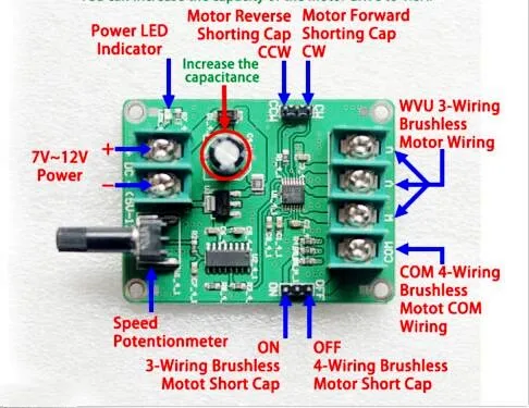 5 V-12 V DC бесщеточный драйвер платы контроллера для жесткого диска двигателя 3/4 провода