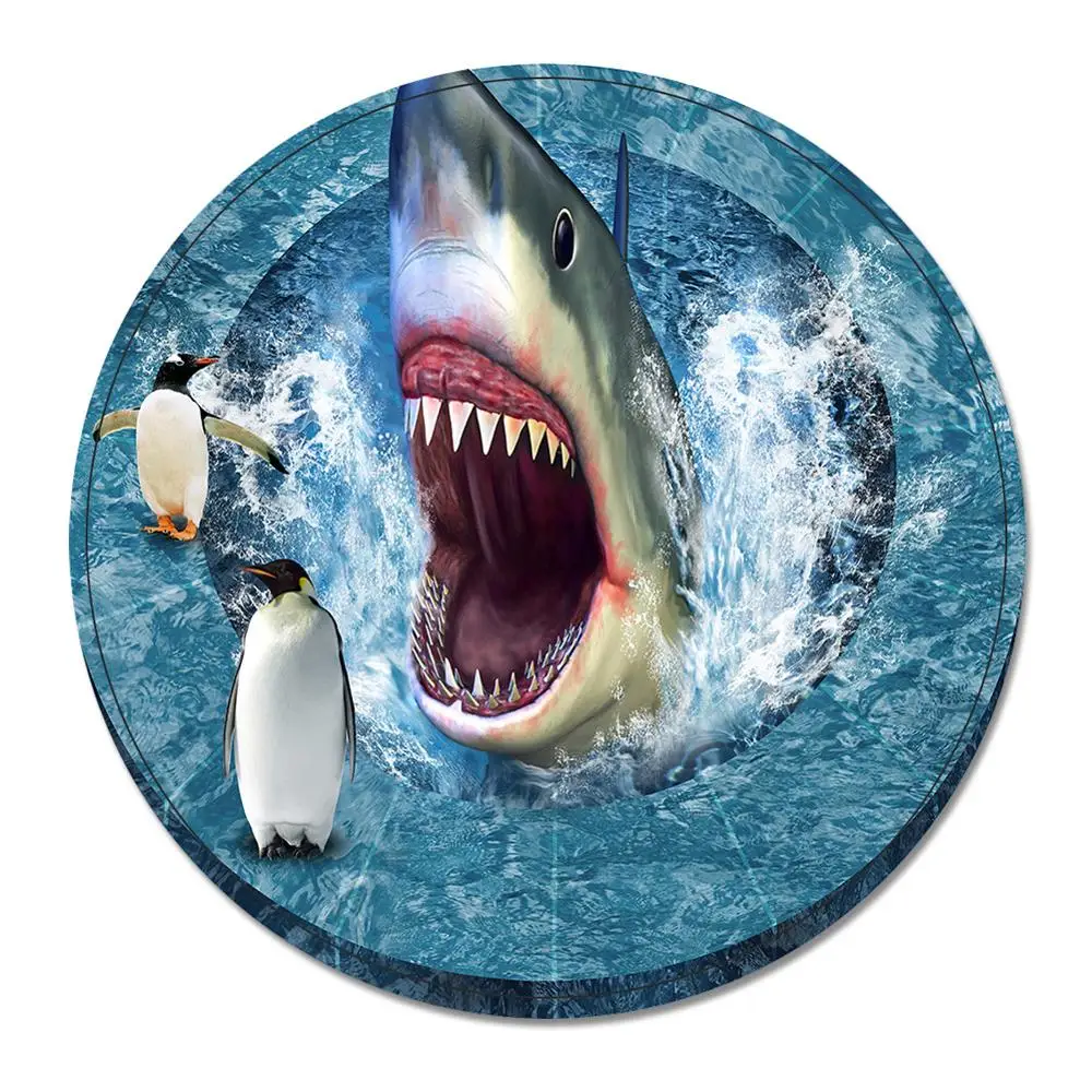 Круглые коврики гостиная коврик под корзину с изображением акулы печатные ковры