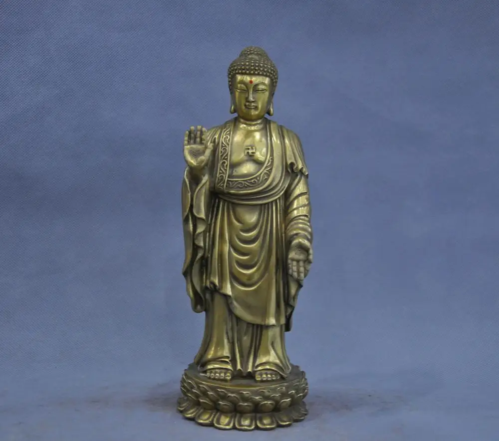 10&quot China Standing Shakyamuni Sakyamuni Buddha Brass Bronze Statue | Дом и сад
