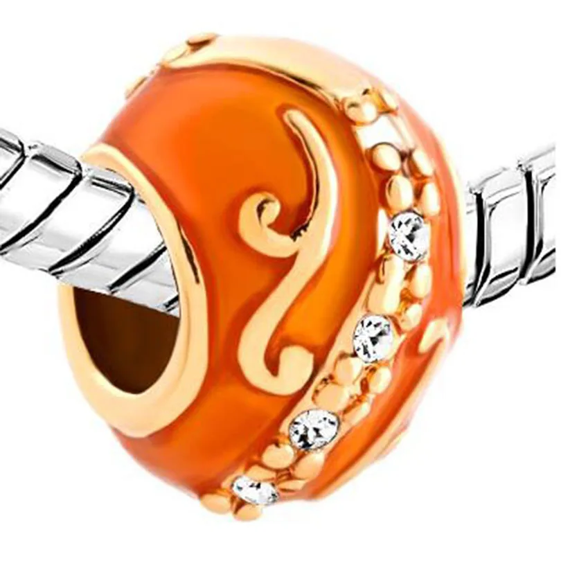 Fit Pandora очаровательный посеребренный браслет Swarovski элементы цветок Шарм браслет пасхальное яйцо золотые бусины для изготовления ювелирных изделий