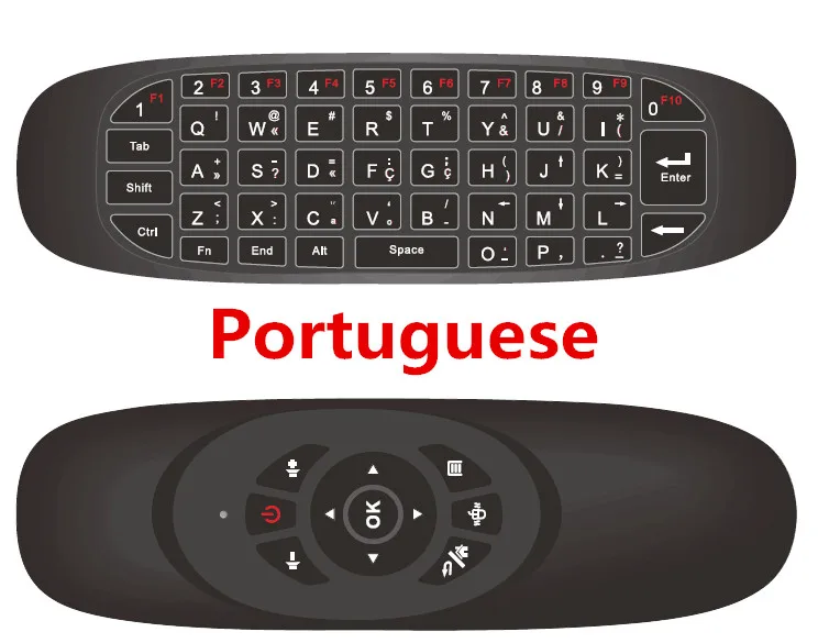 Portuguese Русский Английский Португальский C120 Fly Air mouse 2,4G мини беспроводная клавиатура Пульт дистанционного управления с перезарядкой для ПК Android tv Box - Цвет: Portuguese