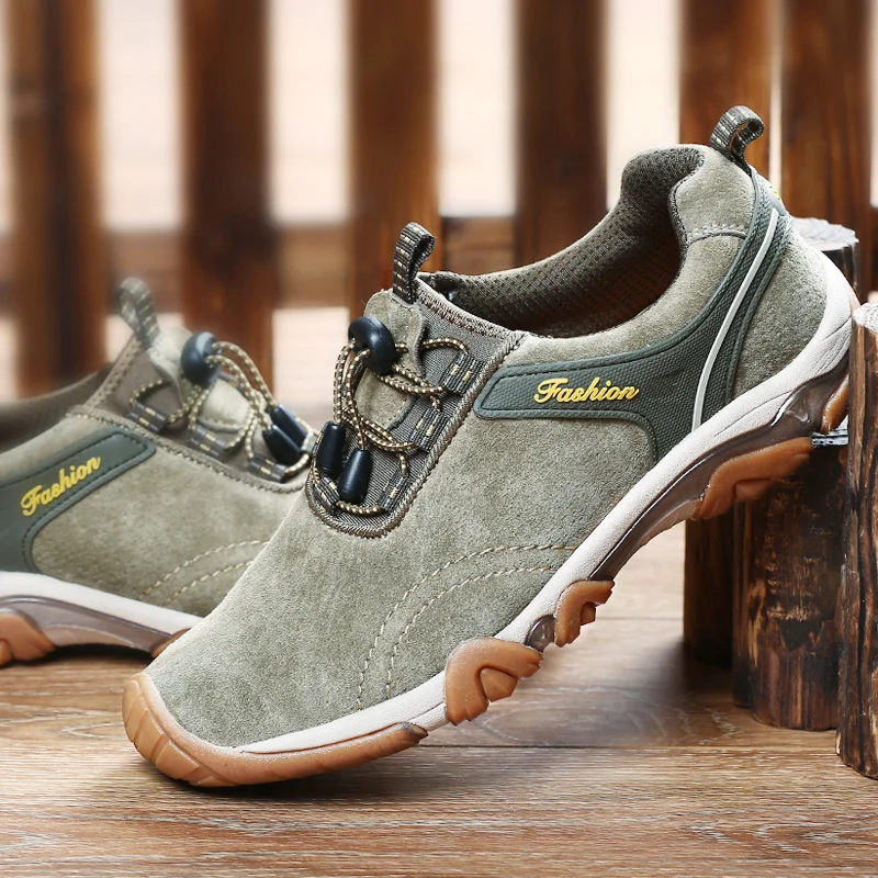 Мужские уличные Трекинговые ботинки высококачественные дышащие из натуральной