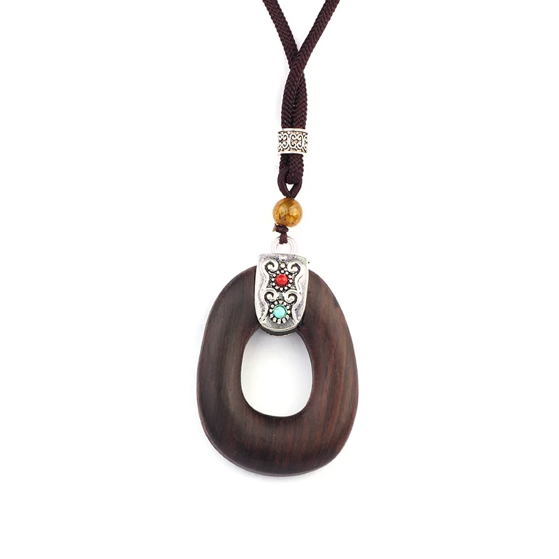 Ажурное ожерелье с подвесками из дерева Винтажные Ювелирные изделия для женщин