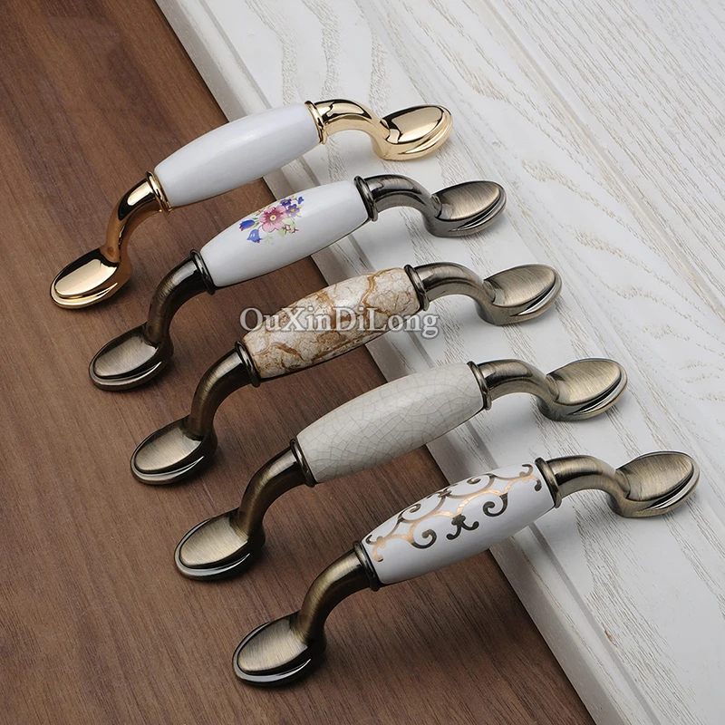 

Stunning 2PCS European Elegant Ceramic Kitchen Cabinet Door Handles Cupboard Wardrobe Drawer Wine Cabinet Pulls Handles & Knobs