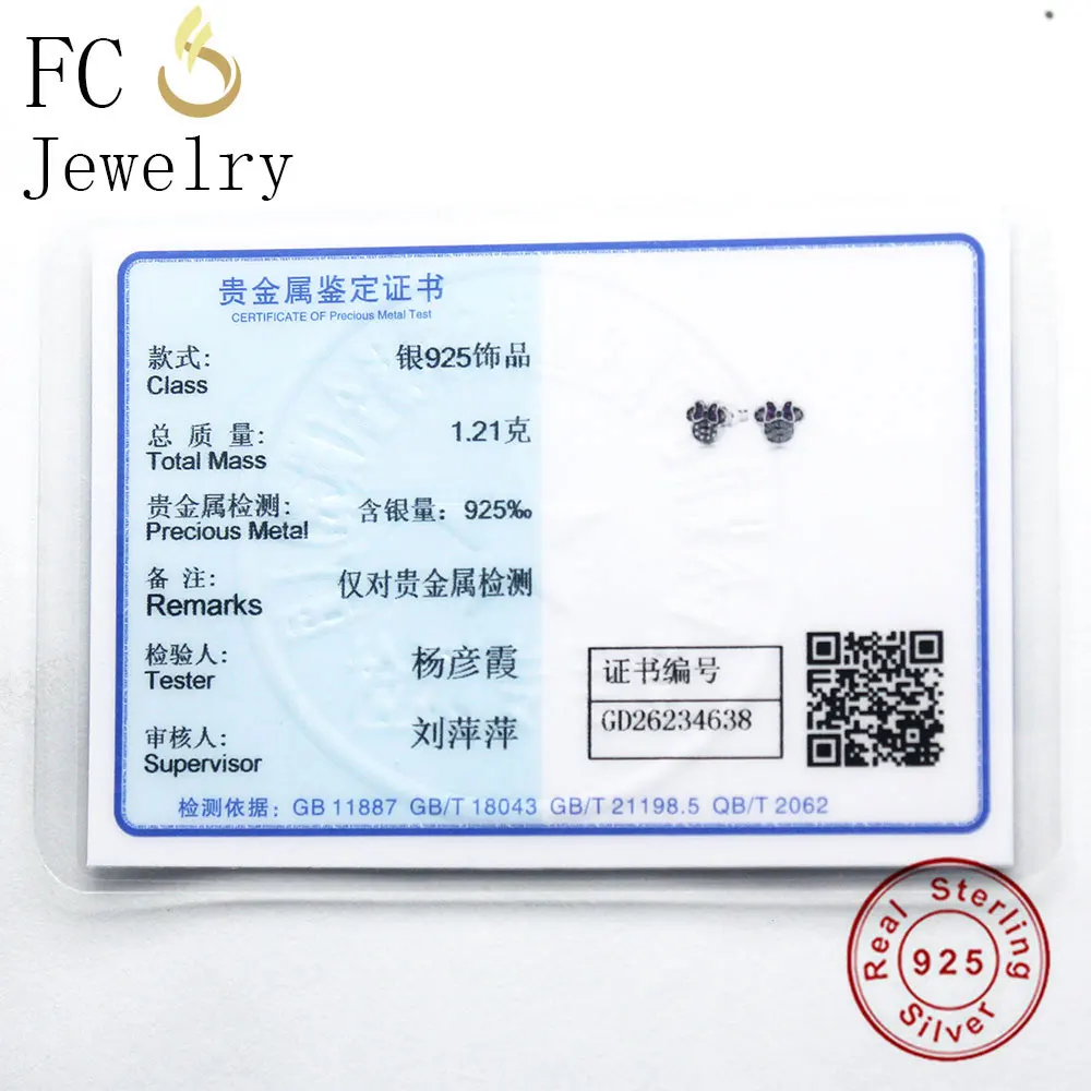 FC Jewelry 925 пробы серебро мультфильм Минни смешивать Ясно Цирконий клипсы с камнем Серьги для Для женщин Девушка Brincos Мода