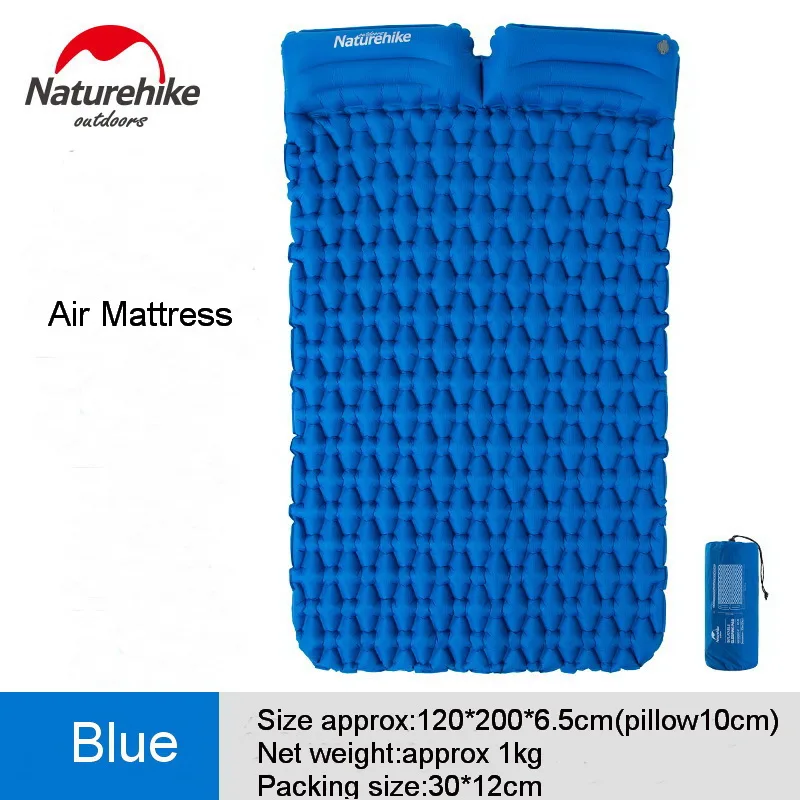 2Person blue Naturehike сверхлегкий 1 2 человек надувной матрас Открытый надувные матрасы один спальный коврик кемпинг коврик W& подушка безопасности - Цвет: 2Person blue