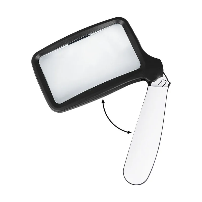 Складной лупа с ручкой 2X 5 светодиодными прямоугольными ручными увеличительными