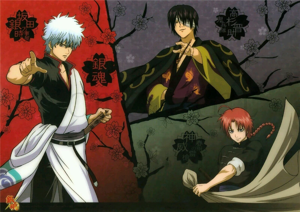 2 плаката Gintama прозрачные наклейки на стену украшение для дома