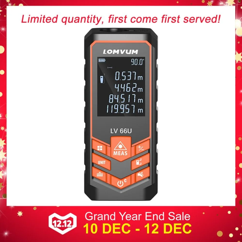 Lomvum 40m Handheld Laser Distance Meter Rangefinders Diastimeter Area Volume Angle Automatic Calibration Range Finder Hunting |