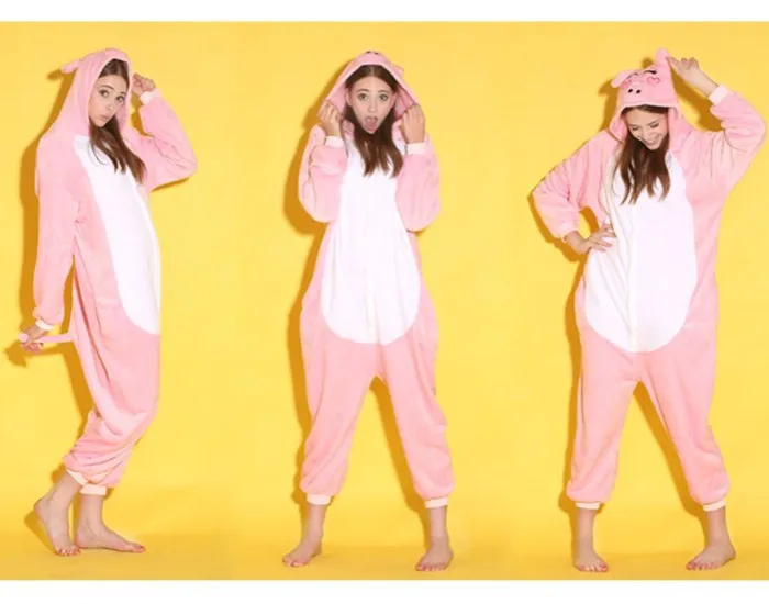 Wholesale Cartoon Animal Pink Pig Onesies Onesie Pajamas Jumpsuit Hoodies Sleepwear for Adults Halloween |