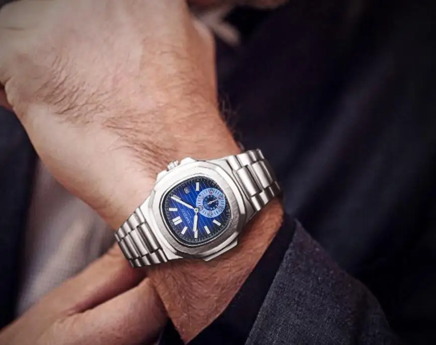 Men's wrist watches business automatic quartz watch stainless steel watchband waterproof fashion sports men reloj hombre |