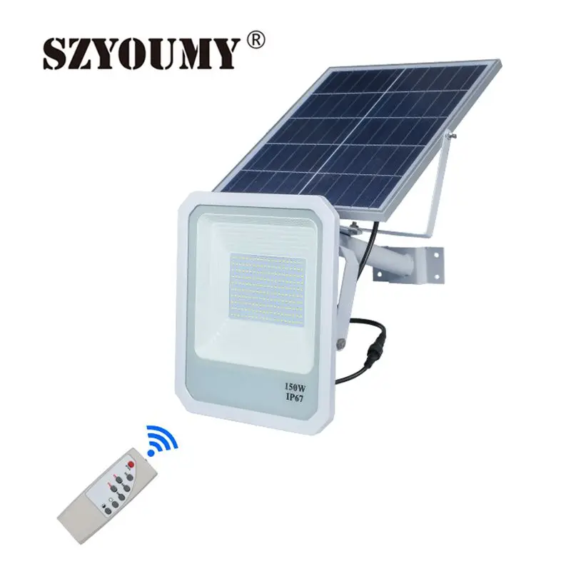 SZYOUMY дистанционное управление Открытый водонепроницаемый ip67 50 Вт 100 Вт 150 Вт SMD солнечные светодиодные прожекторы подарочная упаковка
