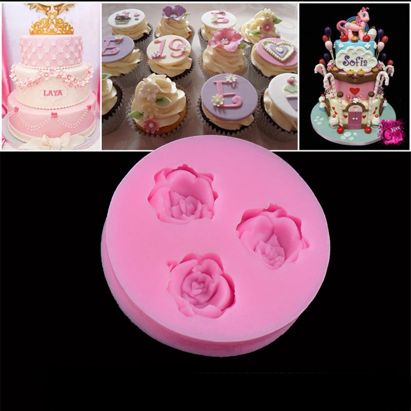 Новое поступление 3 розы Силиконовые формы для выпечки помадка торт шоколад