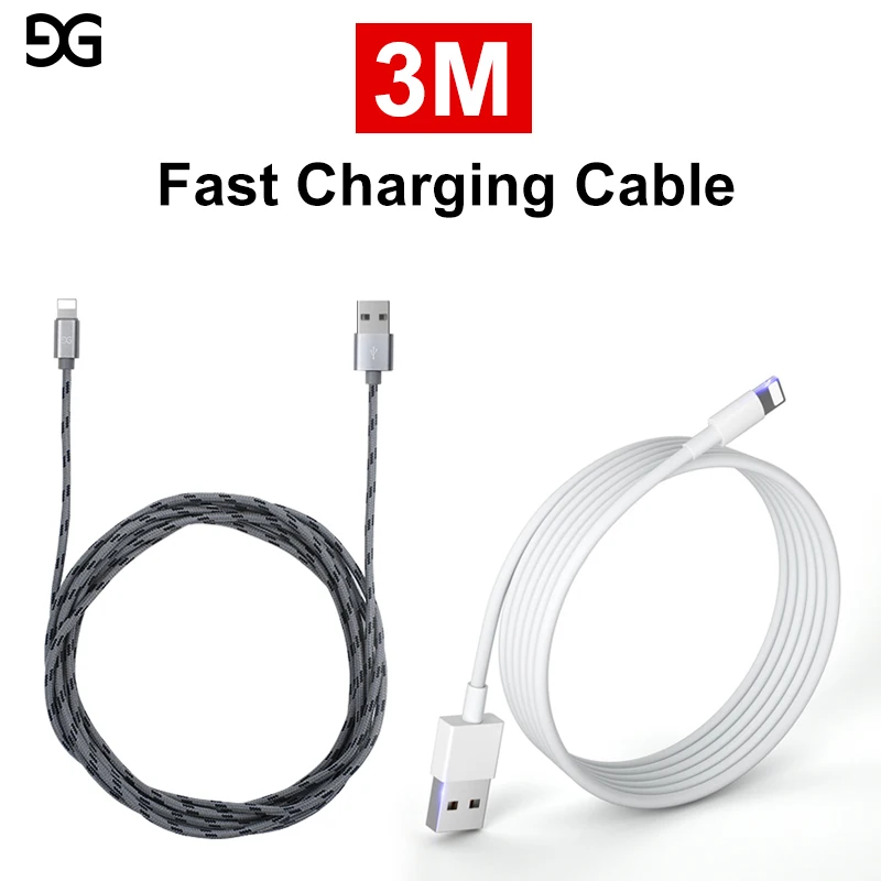 USB кабель для iPhone 3 м 2 1 А быстрой зарядки Xs Max Xr X 8 7 6 Plus 6s 5 s кабели iPad|Кабели