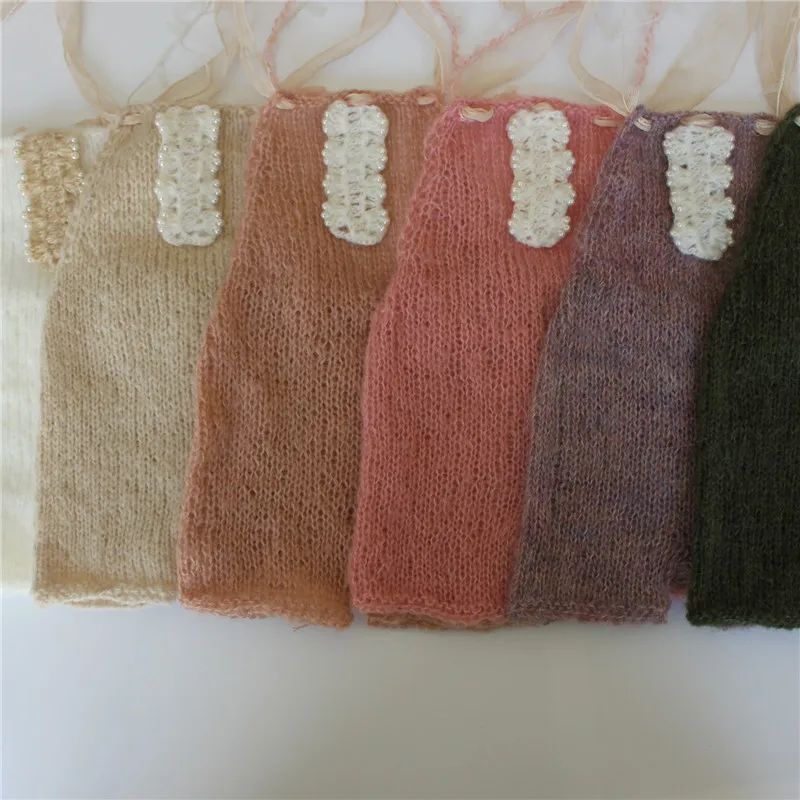 Newborn Mohair Romper with Chiffon Ribbon Shorts Photo Prop |
