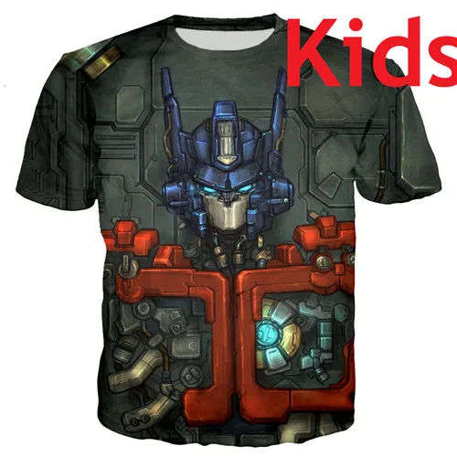 kids t shirt PLstar Cosmos/одинаковые комплекты для семьи; футболки для мальчиков с 3D принтом робота; детские летние топы с короткими рукавами - Цвет: kids t shirt