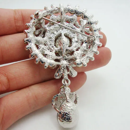 Свадебная брошь невесты с 3 цветами и подвеской в виде капли для подружки булавка