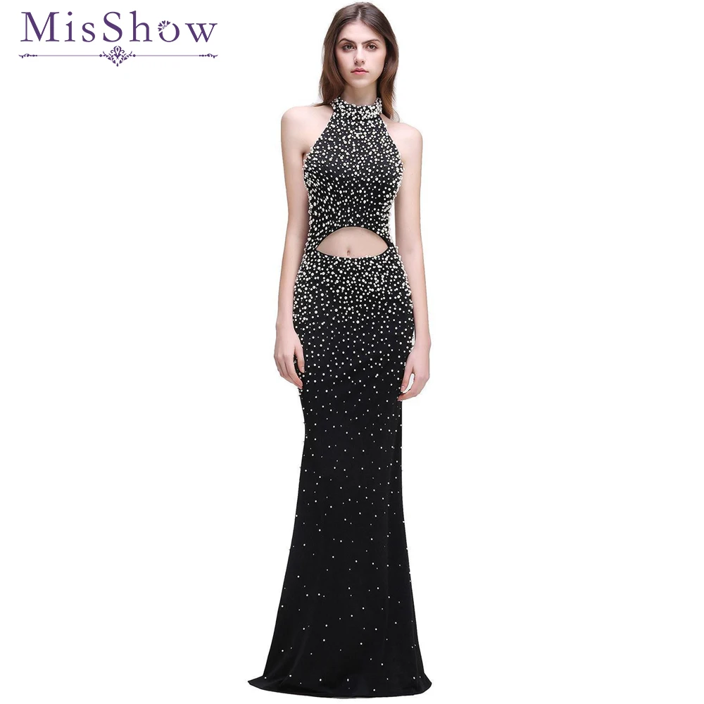 Окончательные распродажи! Длинное Черное вечернее платье Русалочки расшитое