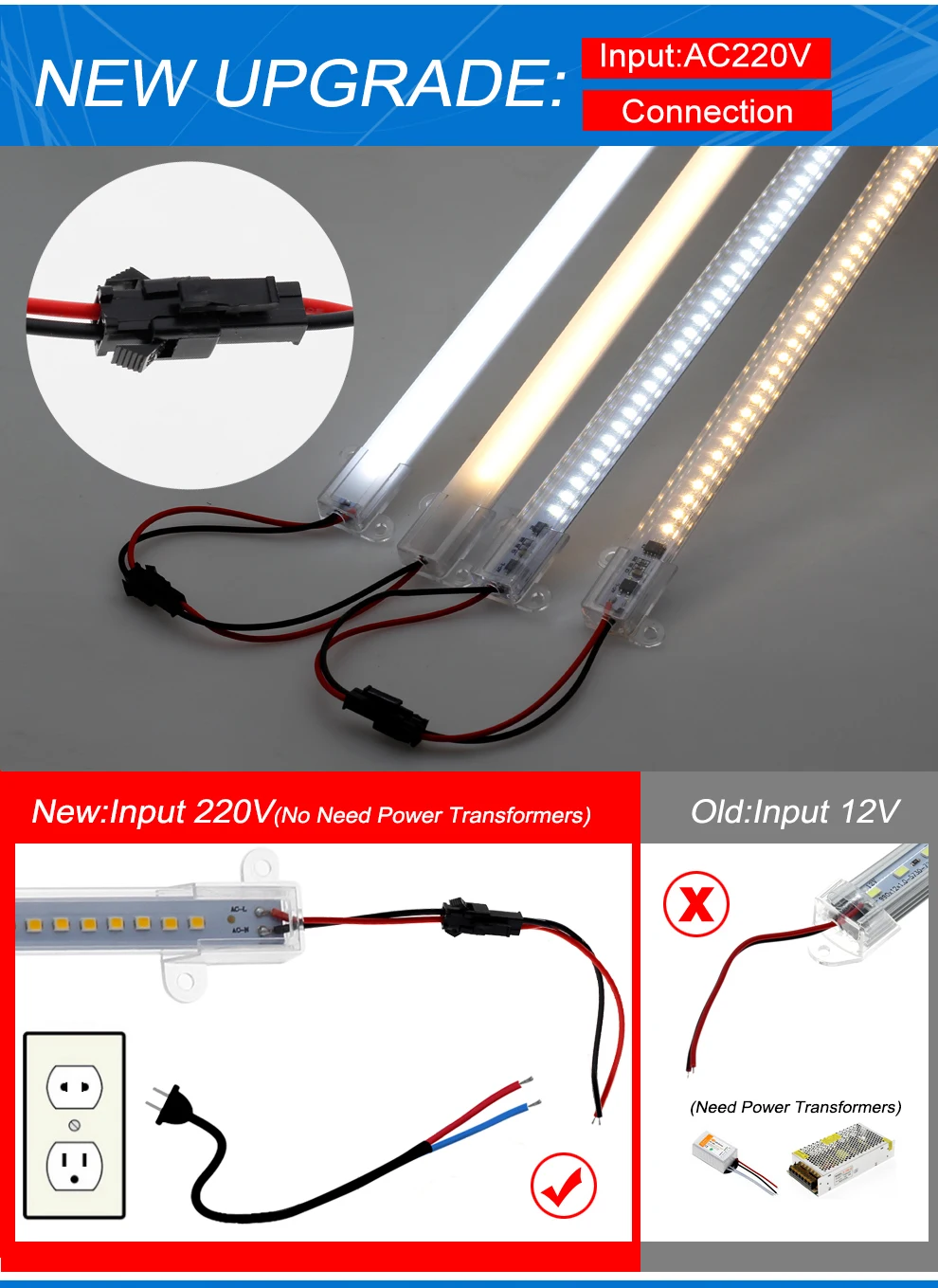 5 шт./лот светодиодный барный свет AC220V 2835 SMD светодиодный светильник 50 см 72 светодиодный s молочный/прозрачный чехол высокая яркость кухонная лампа для шкафа