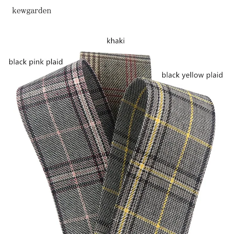 

Kewgarden 50mm 2" Plaid Cotton Layering Cloth Ribbons DIY Bowknot Satin Ribbon Handmade Tape 5m/lot