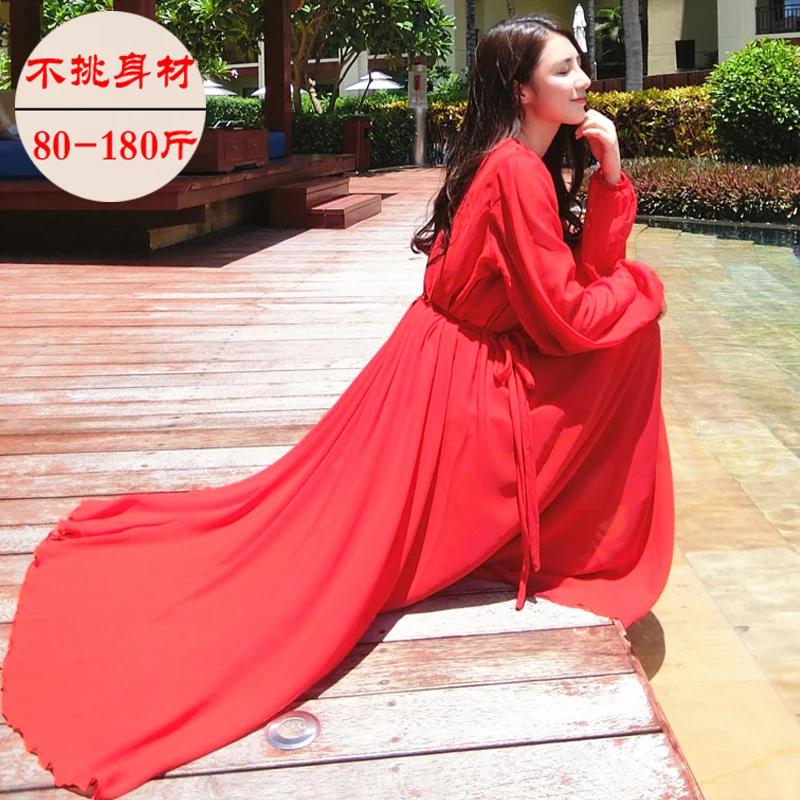 Пляжное шифоновое платье Большое пляжное в стиле бохо праздничное с длинными