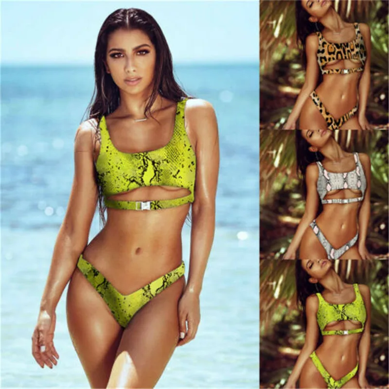 Женский купальник бикини с пуш ап и бюстгальтером сексуальный купальный костюм